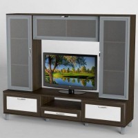 Стінка в вітальню Тиса Мебель Вітальня-34 Венге Білий 1600x450x1800 мм Стінка в вітальню Тиса Мебель Вітальня-34 Венге Білий 1600x450x1800 мм