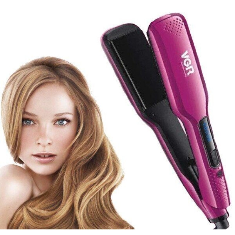 Праска випрямляча для волосся Vgr V-506 керамічна з дисплеєм і регулятором температури Рожевий (AN 237277057)