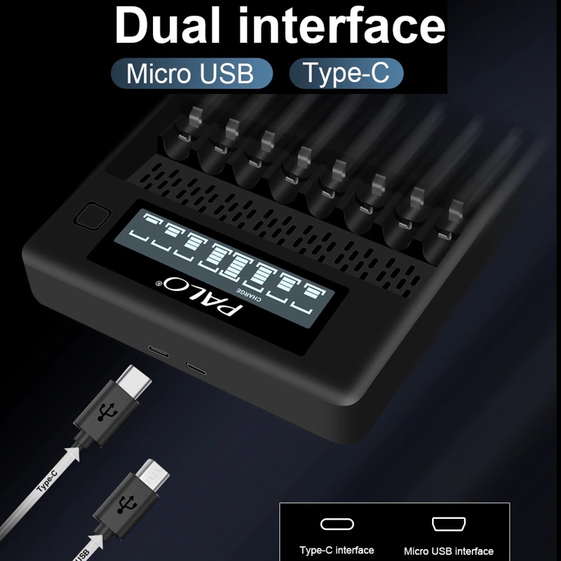 Зарядний пристрій на 8 штук NI-MH акумуляторних батарейок АА або ААА з LCD екраном Palo NC32