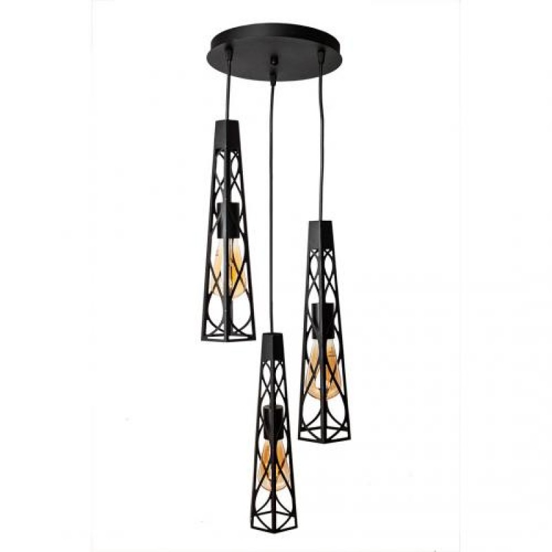 Світильник підвісний MSK Electric Parma під три лампи Е27 на круглій основі NL 3890-3R BK чорний