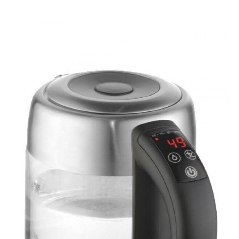 Електрочайник з терморегулятором скляний Adler AD 1247 1.7 л сріблястий