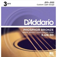 Струни для акустичної гітари D'Addario EJ26-3D Phosphor Bronze Custom Light Acoustic Guitar Strings 11/52 Струни для акустичної гітари D'Addario EJ26-3D Phosphor Bronze Custom Light Acoustic Guitar Strings 11/52