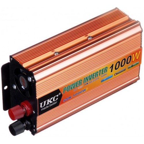 Перетворювач напруги інвертор UKC SSK 1000W AC/DC 12V-220V Gold (3_00374)