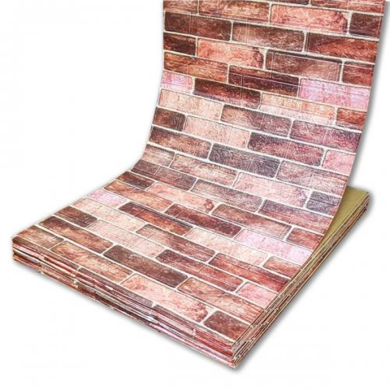 Самоклеюча декоративна 3D панель під коричневу катеринославську цеглу в рулоні 20 м 3D Loft 20000x700x3мм