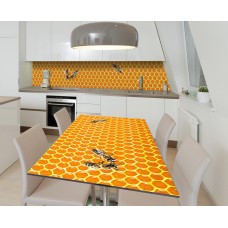 Наклейка 3Д вінілова на стіл Zatarga «Медові стільники» 600х1200 мм для будинків, квартир, столів, кав'ярень, кафе