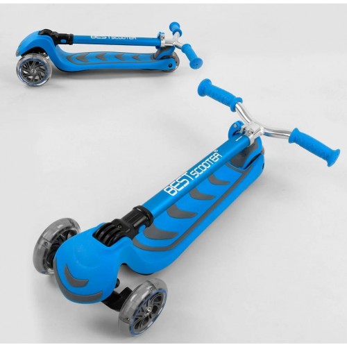 Самокат триколісний Best Scooter складане алюмінієве кермо, 4 колеса PU зі світлом Blue (102319) Самокат триколісний Best Scooter складане алюмінієве кермо, 4 колеса PU зі світлом Blue (102319)