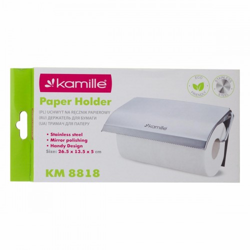 Тримач для паперових рушників Kamille d-26,5 х 13,5 х 5 см із хромованої сталі KM-8818
