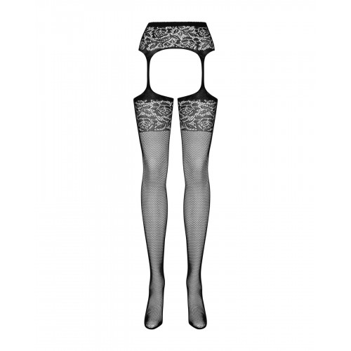 Сітчасті панчохи-стокінги з імітацією гартерів Obsessive Garter stockings S500S/M/L, чорні, з доступ в інтернет супермаркеті PbayMarket!