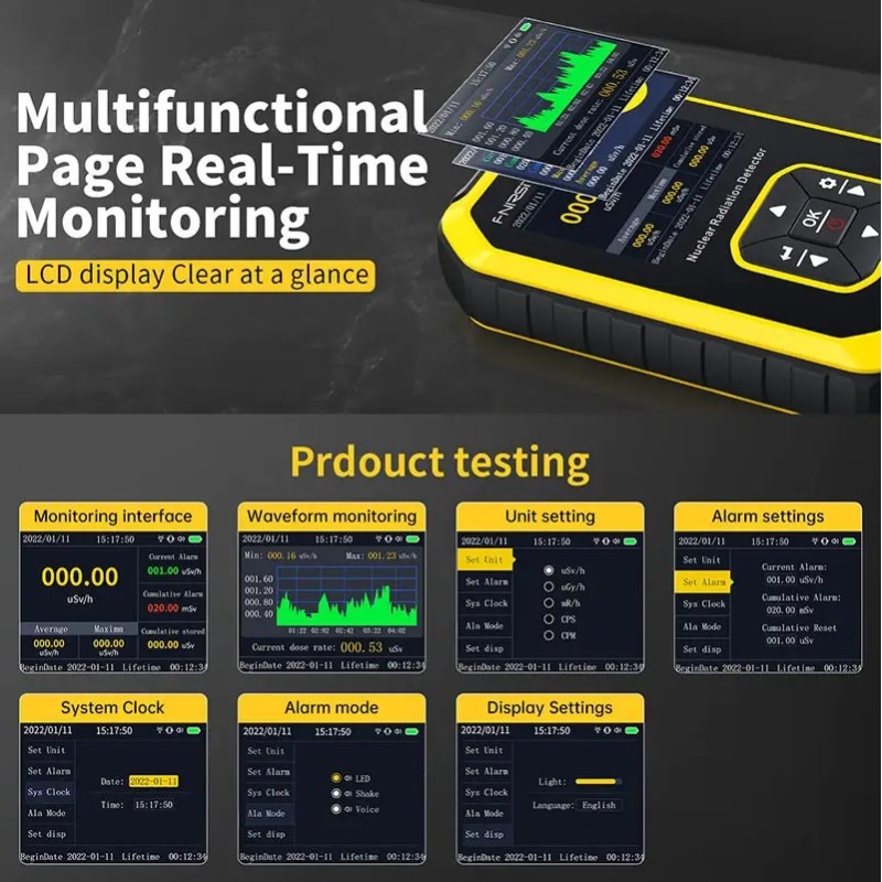 Дозіметр радіації професійний радіометр Fnirsi GC-01, акумуляторний