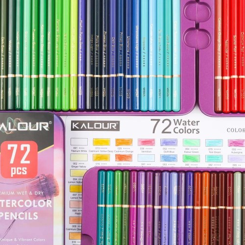 Набір акварельних олівців KALOUR 72 кольори в металевому пеналі в інтернет супермаркеті PbayMarket!