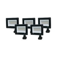 Комплект світлодіодних прожекторів Lightwell 50W з датчиком руху 5 шт (LW-FL-B-50-S)