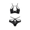 Комплект білизни Passion NAVEL SET black L/XL Black, трусики, ліф, мереживні та латексні вставки в інтернет супермаркеті PbayMarket!