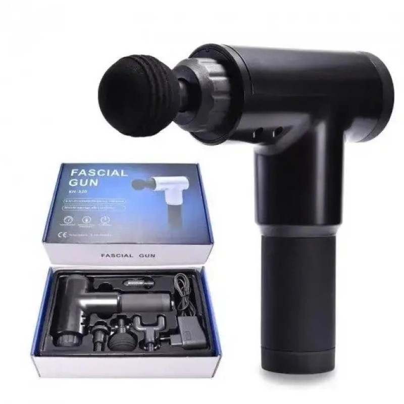 Масажер Для Тіла М'язовий Fascial Gun 320 Масажний Ударний Пістолет Чорний