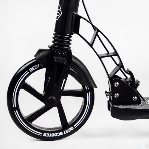 Двоколісний складаний самокат ліхтарик 2 амортизатора дискове гальмо Best Scooter 100 кг Black (114291) Двоколісний складаний самокат ліхтарик 2 амортизатора дискове гальмо Best Scooter 100 кг Black (114291)