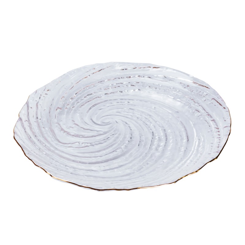 Тарілка десертна TS Kitchen скляна із золотим обідком прозорий (HP4144)