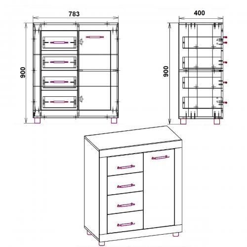 Комод МГ-1 тумба-2 Компанит яблуня