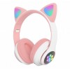 Бездротові Bluetooth навушники з вушками Cat Ear VZV-23M/7805 з LED підсвіткою Рожеві