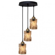 Світильник підвісний MSK Electric Tornado на круглій основі під три лампи Е27 PL 20245-3R BK Чорно-бронзовий (619263)