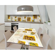 Наклейка 3Д вінілова на стіл Zatarga «Оливки в маринаді» 650х1200 мм для будинків, квартир, столів, кав'ярень.