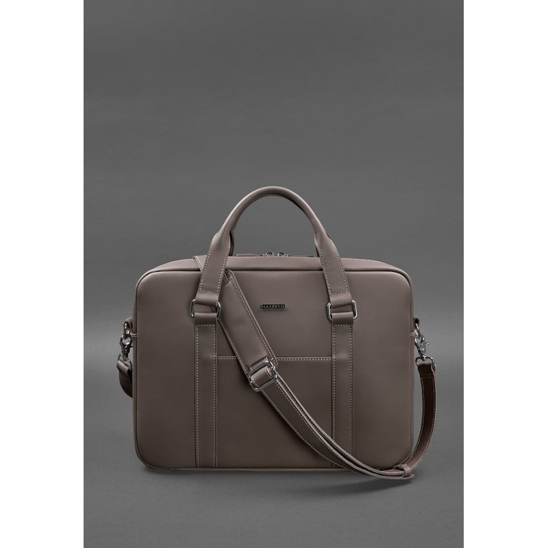 Шкіряна сумка для ноутбука і документів темно-бежева BlankNote