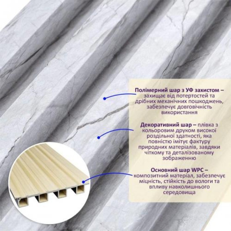 Декоративна стінова рейка 3000*160*23мм (D) SW-00001862 Sticker Wall