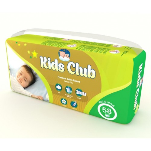 Дитячі підгузники Kids Club 4 Maxi 9-20 кг 58 шт в інтернет супермаркеті PbayMarket!
