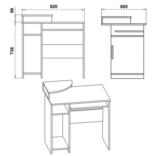 Стіл комп'ютерний СКМ-1 Компанит Вільха Стіл комп'ютерний СКМ-1 Компанит Вільха