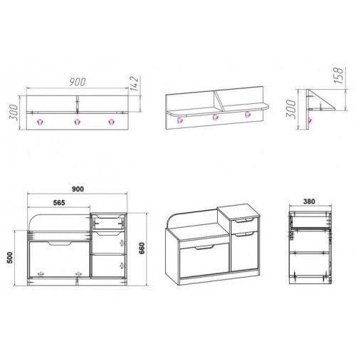 Передпокій комплект Компанит ТО-12 В-3 Біла