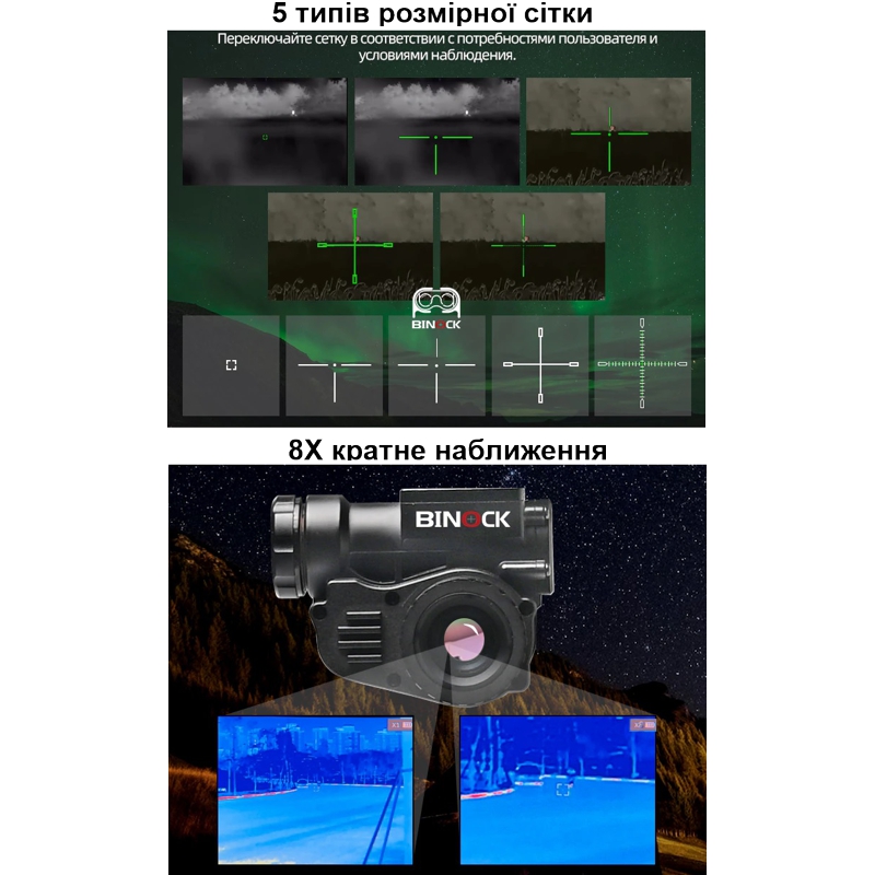 Тепловізор (тепловізійний монокуляр) для кріплення на шолом Binock BTI10, матриця 384x288 пікселів
