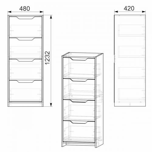 Комод С Компанит Дуб сонома (48х42х123,2 см) Комод С Компанит Дуб сонома (48х42х123,2 см)