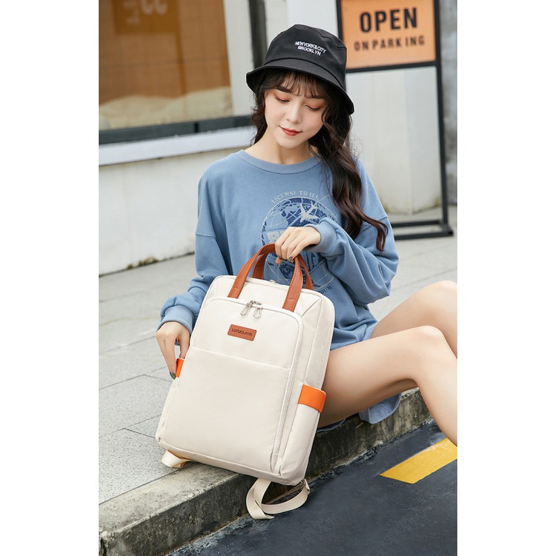 Рюкзак жіночий міський тканинний з відділом для ноутбука iBag Молочний (IBR199O)