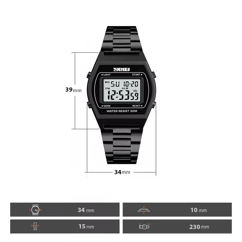 Наручний електронний ретро годинник Skmei 1328 Чорний