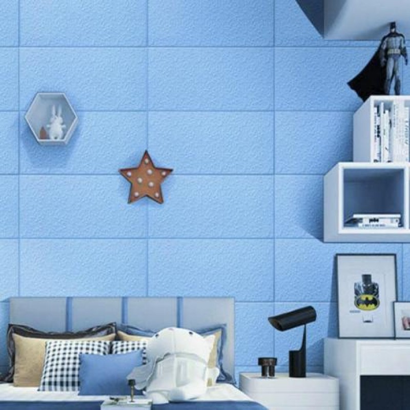 Самоклеюча 3D панель Sticker Wall SW-00001465 Блакитні блоки 700х600х5мм