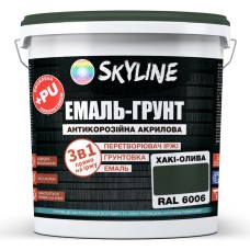 Емаль-грунт 3в1 Skyline акрил-поліуретанова шовковисто-матова RAL 6006 Хакі-олива 6 кг