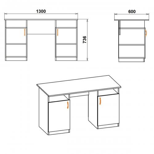 Стіл письмовий Компанит Учитель 1 Дуб сонома Стіл письмовий Компанит Учитель 1 Дуб сонома