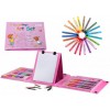 Великий художній набір з мольбертом для малювання та дитячої творчості у валізці для дітей 208 предметів Рожевий+Набір Малюй світлом