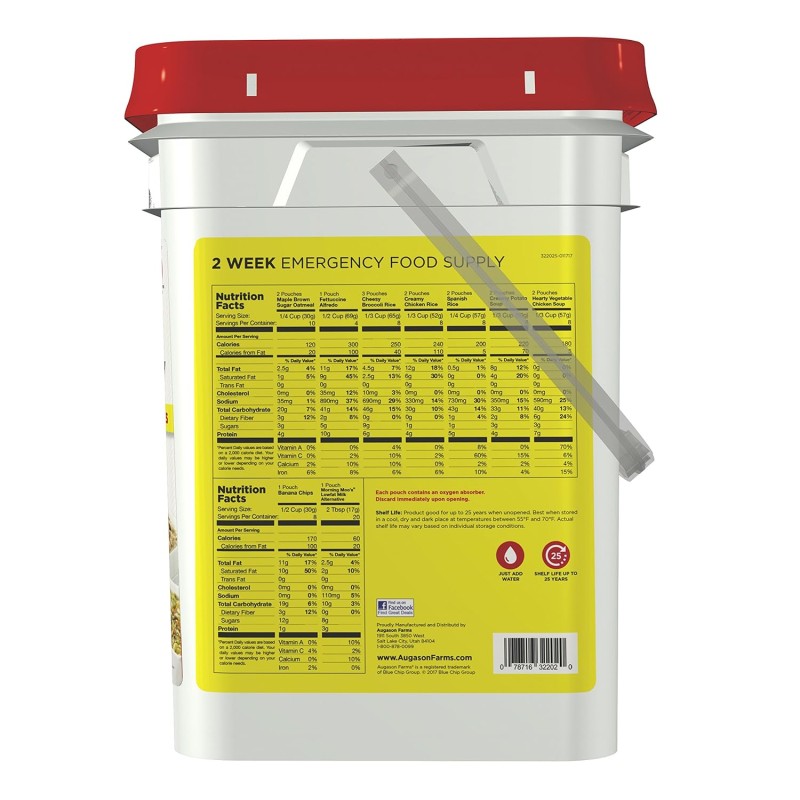 Аварійний раціон харчування на 2 тижні з великим терміном придатності 25 років Augason farms, 140 порцій