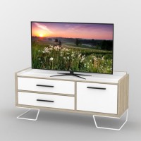 Тумба під телевізор Тиса Мебель ТВ-405 Дуб сонома Білий 63x44x139 см Тумба під телевізор Тиса Мебель ТВ-405 Дуб сонома Білий 63x44x139 см