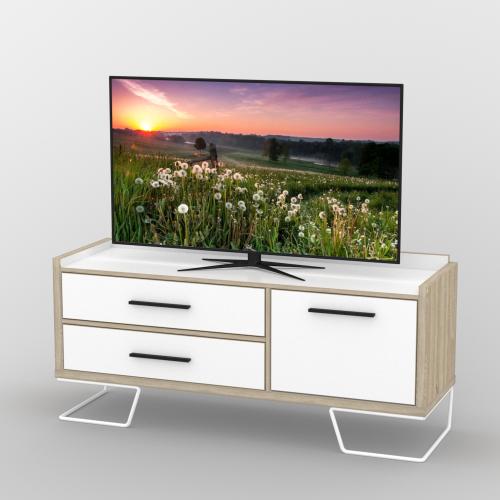 Тумба під телевізор Тиса Мебель ТВ-405 Дуб сонома Білий 63x44x139 см Тумба під телевізор Тиса Мебель ТВ-405 Дуб сонома Білий 63x44x139 см