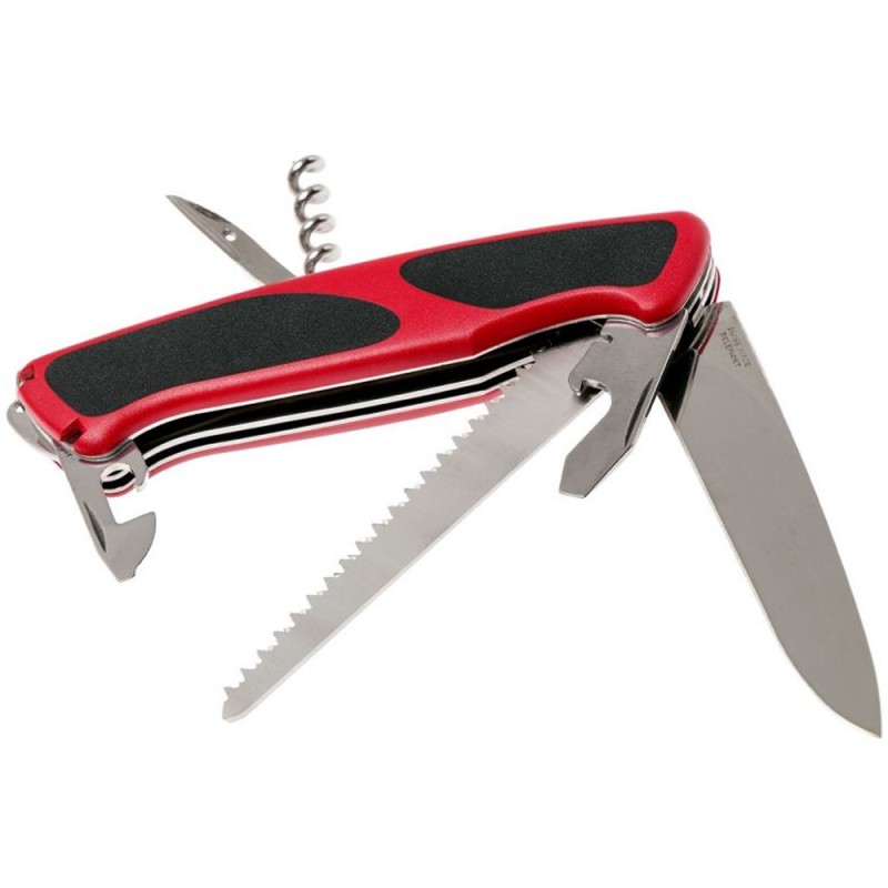 Складаний швейцарський ніж Victorinox Ranger 55 Grip 13 см Чорно-червоний (0.9563.CB1)