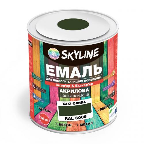 Эмаль для пола и других поверхностей акриловая SkyLine Хаки-олива RAL 6006 0.75 л в інтернет супермаркеті PbayMarket!