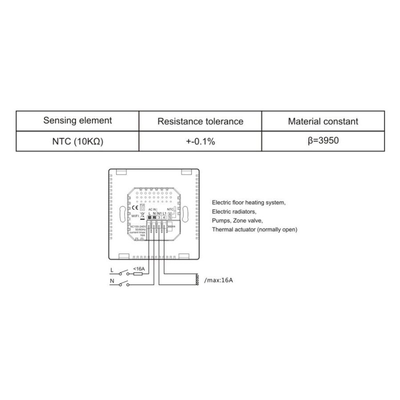 WiFi термостат для теплої підлоги - терморегулятор з LCD дисплеєм POER PTC26