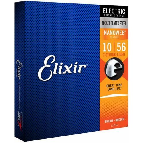 Струни для електрогітари Elixir 12057 Nanoweb Nickel Plated Steel 7-String Light 10/56 Струни для електрогітари Elixir 12057 Nanoweb Nickel Plated Steel 7-String Light 10/56