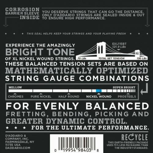 Струни для електрогітари D'Addario EXL115BT Nickel Wound Balanced Tension Medium Electric Strings 11/50