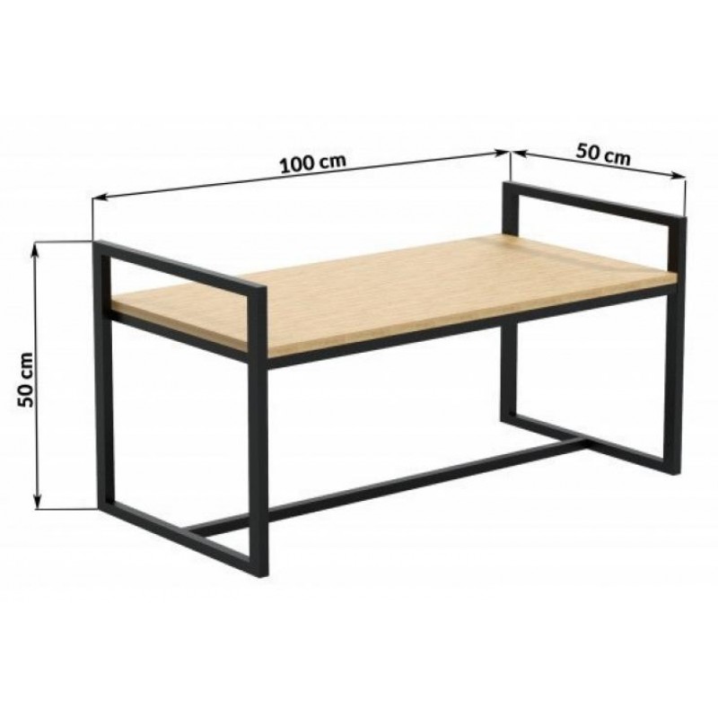 Банкетка - пуф у стилі Loft NS-118 530x1000x500 мм Черный