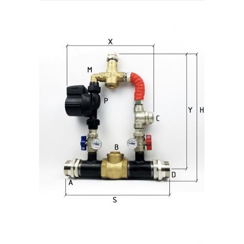 Термозмішувальний вузол Kvant Labaratory LADOMIX 50/4 65°C з байпасом Dn50 (2