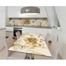 Наклейка 3Д вінілова на стіл Zatarga «Залишки кави» 650х1200 мм для будинків, квартир, столів, кав'ярень