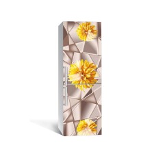 Наклейка на холодильник Zatarga «Жоржини у склі» 650х2000 мм вінілова 3Д наклейка декор на кухню