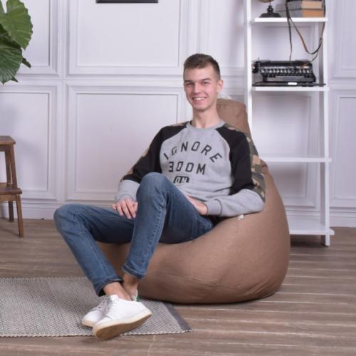 Крісло Мішок Груша Рогожка 120х85 Студія Комфорту Розмір Стандарт кава з молоком Крісло Мішок Груша Рогожка 120х85 Студія Комфорту Розмір Стандарт кава з молоком