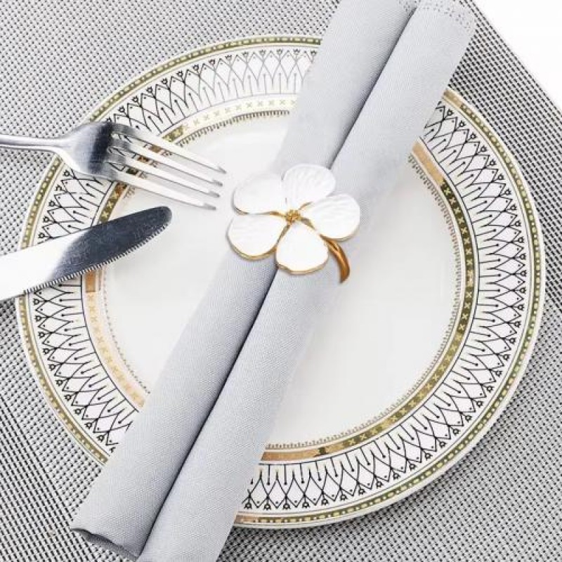 Кільце для серветок Квітка Світ текстилю 6 шт Біло-золотистий